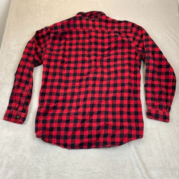 Eddie Bauer Men's Flannel Shirt XLT Red Black Buffalo Plaid Relaxed Fit Long Sle - Picture 10 of 10